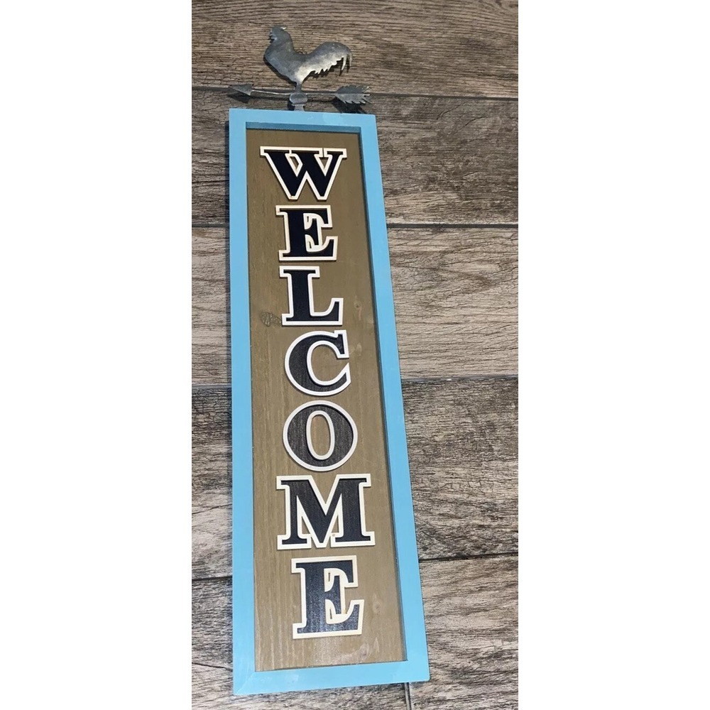 Rooster Welcome Sign Rustic Country Decor 24" Length X 4.5" Wide